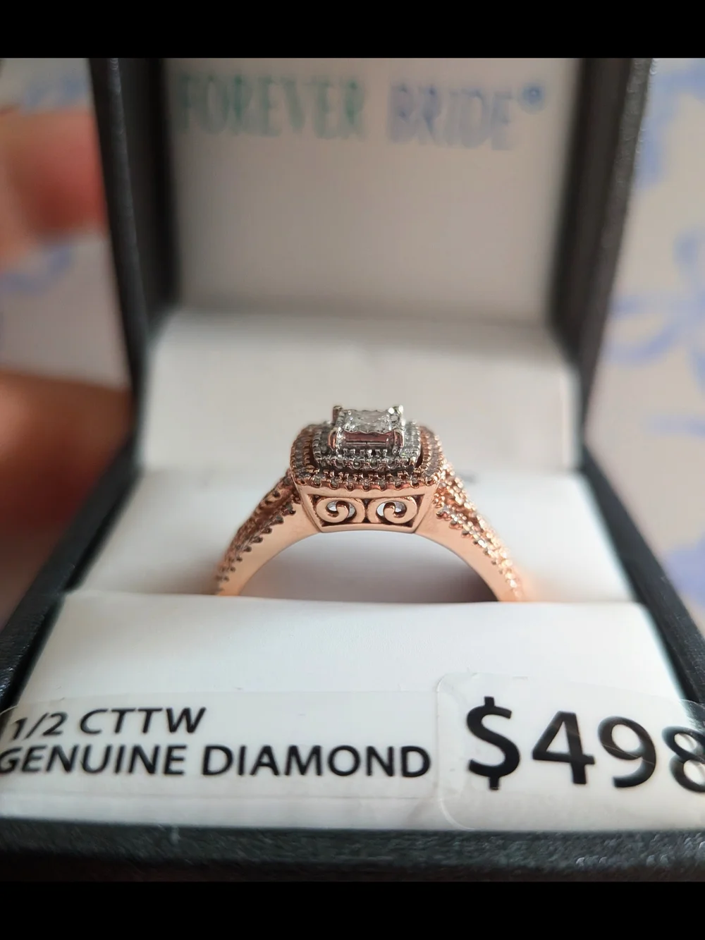 10KT Gold Rose Gold Diamond Halo Engagement Ring
